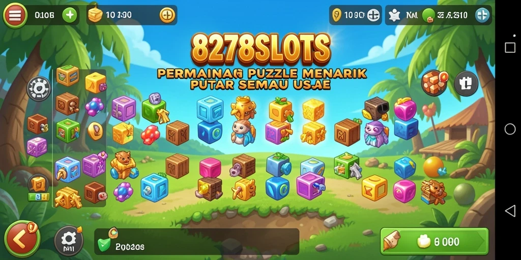 Screenshot gameplay 8278SLOTS menunjukkan teka-teki yang seru dan menarik.