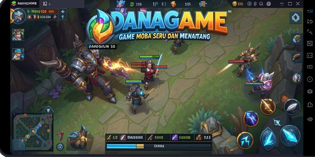Tangkapan layar gameplay <strong>DANAGAME</strong> yang menunjukkan aksi seru permainan MOBA.