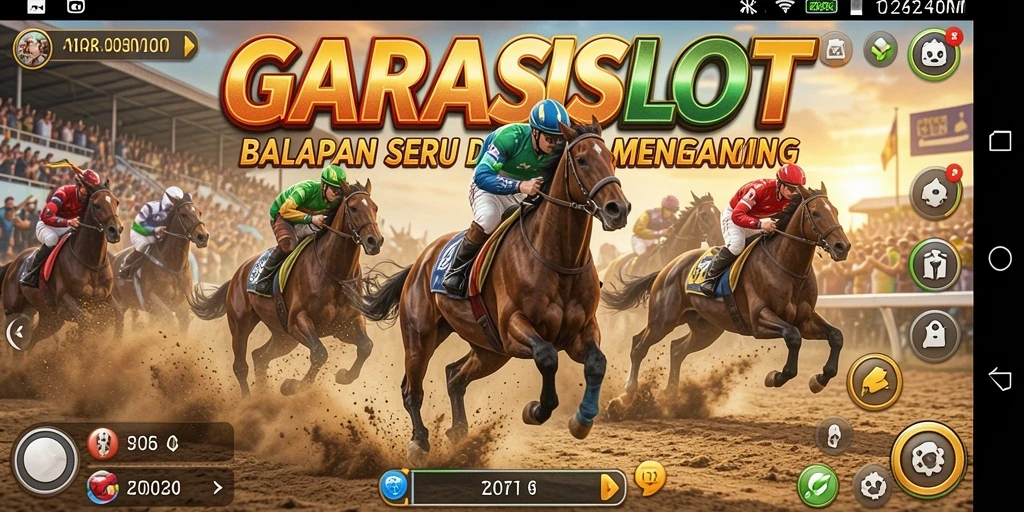 Screenshot gameplay GARASISLOT yang menunjukkan aksi balapan yang seru.