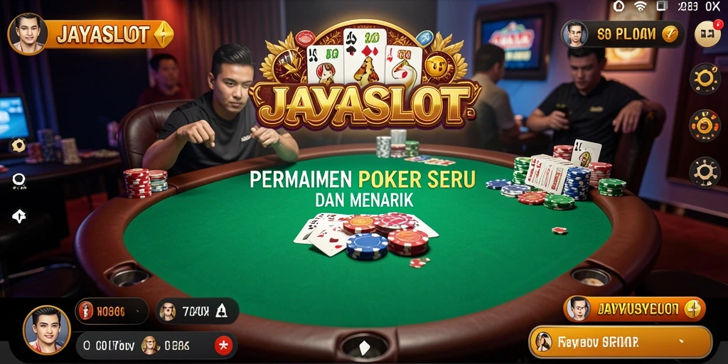Tangkapan layar gameplay seru dalam JAYASLOT yang memperlihatkan suasana permainan Poker.