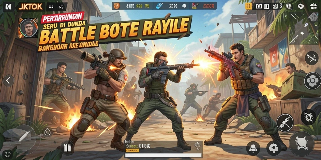 Tampilan gameplay seru di JKTOK yang menampilkan pertarungan Battle Royale.