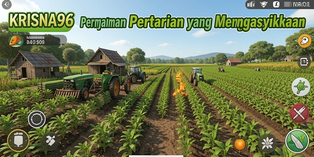 Tampilan permainan <strong>KRISNA96</strong> yang menampilkan aktivitas bertani yang seru.