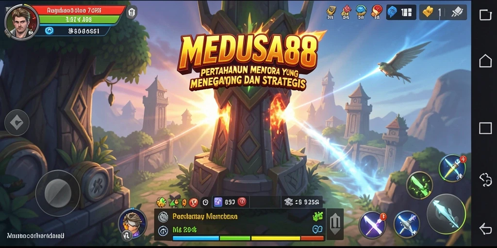 Tampilan gameplay seru dari MEDUSA88 dalam genre Tower Defense.