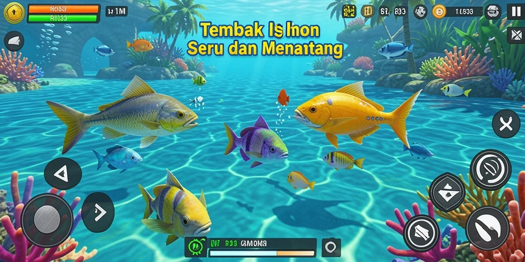 Tampilan gameplay RR33 yang penuh aksi dalam menembak ikan.