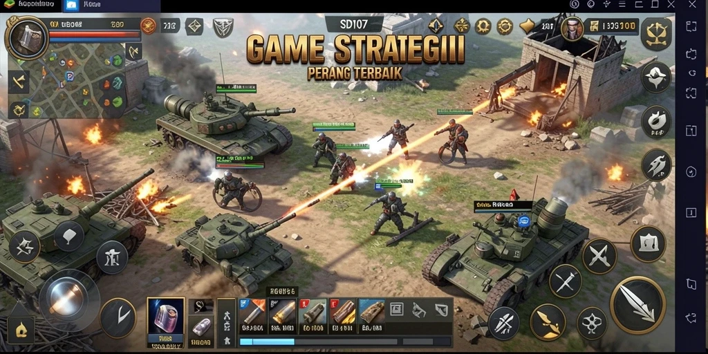 Tampilan gameplay <strong>SD107</strong> dengan pertempuran yang intens dan strategi yang mendalam.