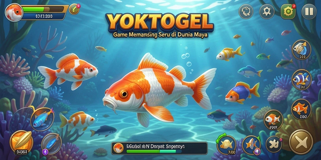 Screenshot utama YOKTOGEL menampilkan pemain sedang menangkap ikan.